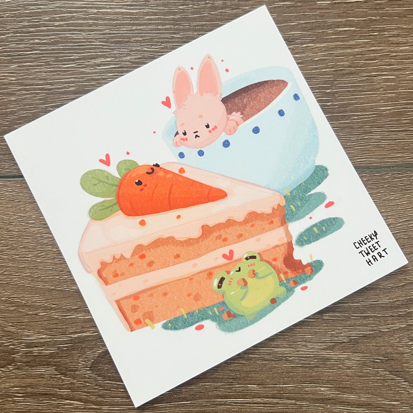 Carrot Cake Tea Party Ribbert Frog Art Prints #AP321