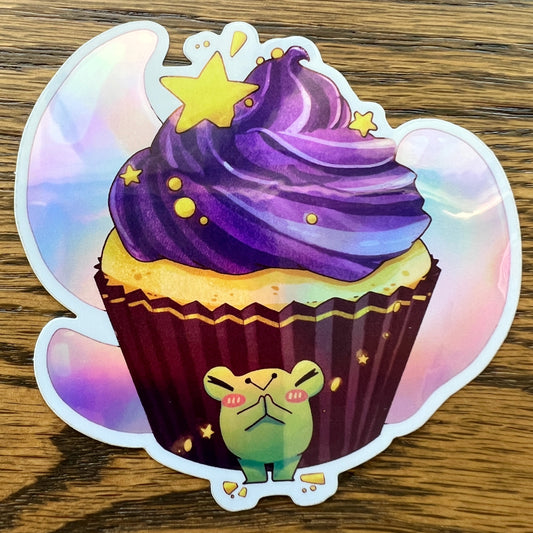 Galaxy Cupcake Ribbert Frog Stickers - Die Cut