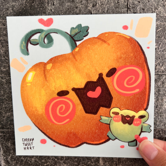 Halloween Pumpkin Ribbert Frog Art Prints #AP184