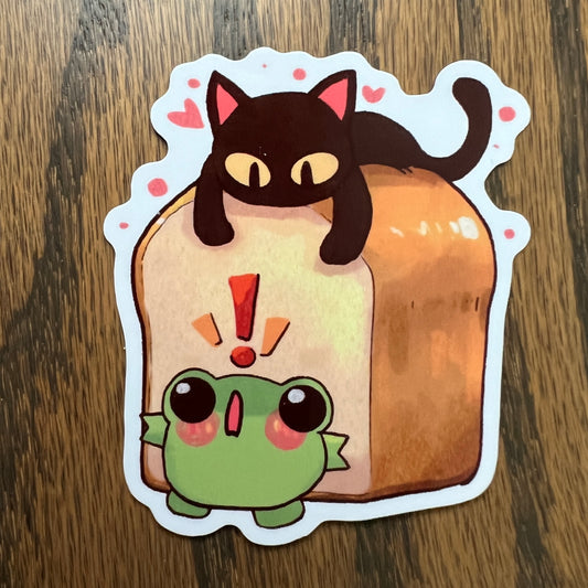 Hide and Seek Bread Ribbert Frog Purrscilla Cat Stickers - Die Cut