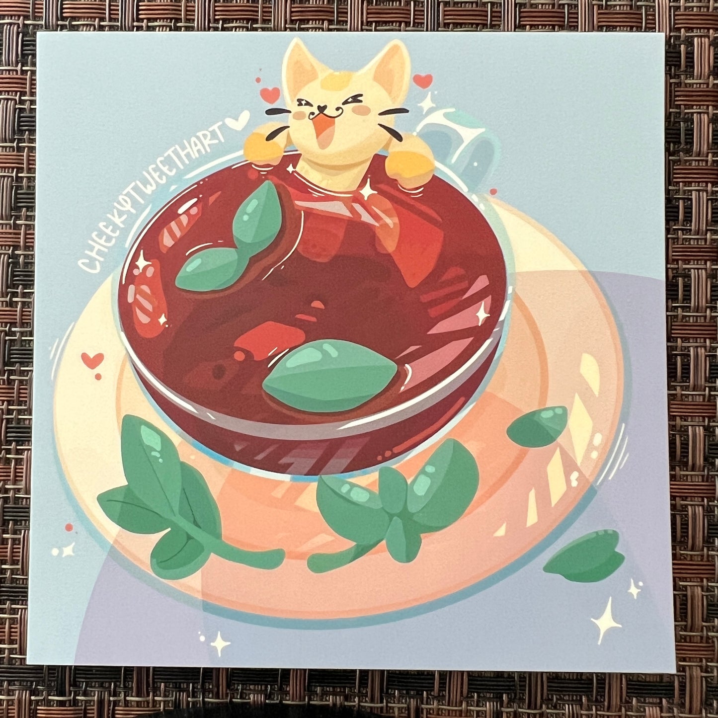 Mint Tea Meowy Cat Art Prints #AP317