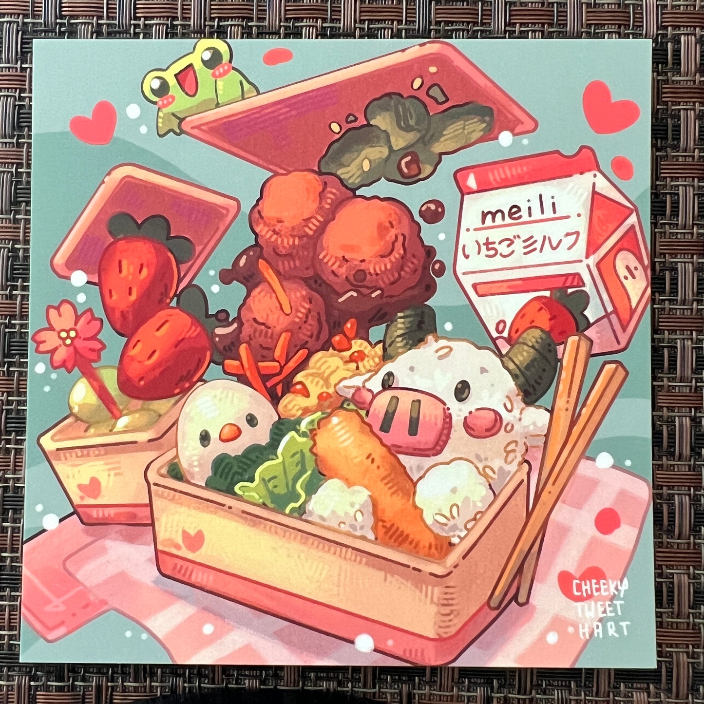 Strawberry Bento Ribbert Frog Art Prints - Patreon Limited Edition 23 Apr #AP1022
