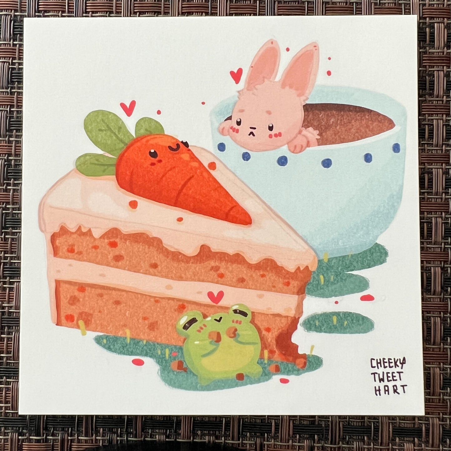 Carrot Cake Tea Party Ribbert Frog Art Prints #AP321