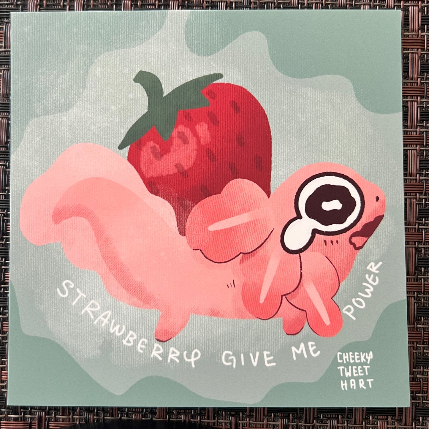 Axolotl Strawberry Give Me Power Art Prints #AP170