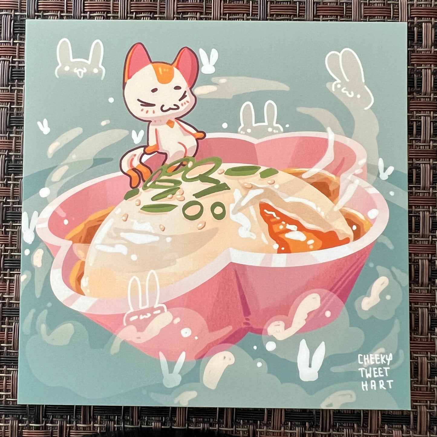 Onsen Tamago Meowy Cat Art Prints #AP312