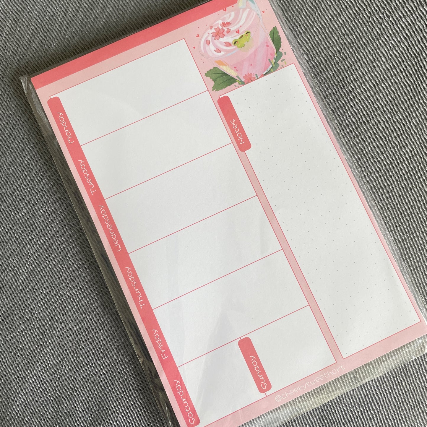 Sakura Latte Ribbert Frog Weekdays Large Memo Notepads #LN003