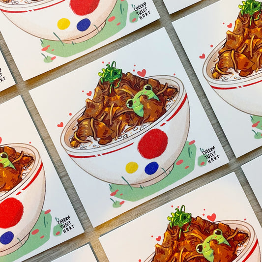 Gyudon Ribbert Frog Japanese Food Art Prints #AP019