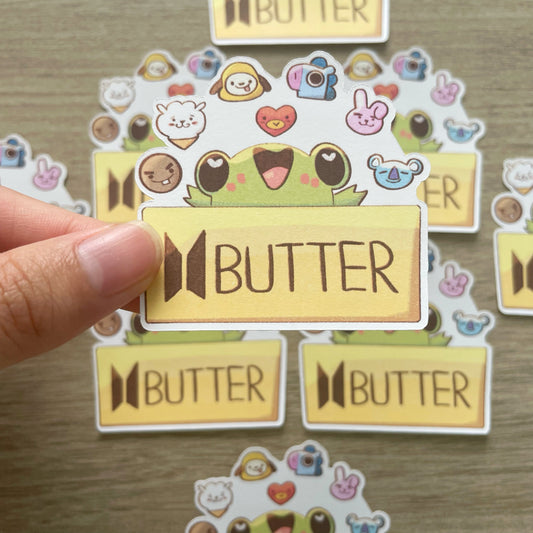 BTS Kpop Butter Ribbert Frog Stickers - Die Cut