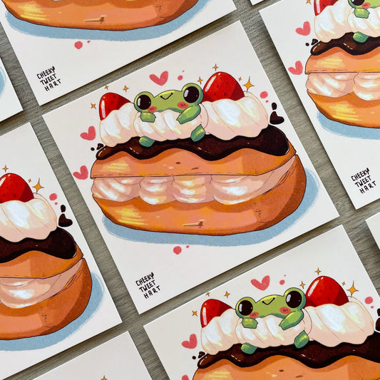 Eclair Ribbert Frog Food Art Prints #AP053