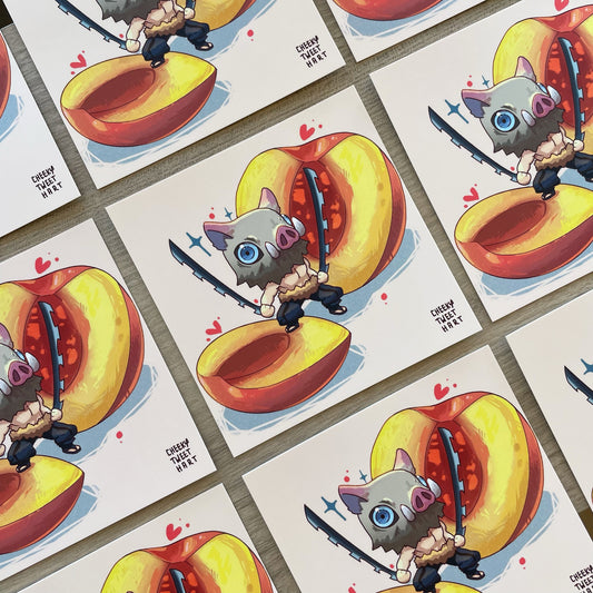 DS KNY Anime Chibi Inosuke Peach Fruit Slayer Art Prints #AP061