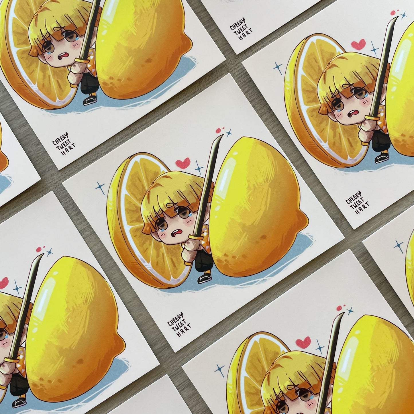 DS KNY Anime Chibi Zenitsu Lemon Fruit Slayer Art Prints #AP063