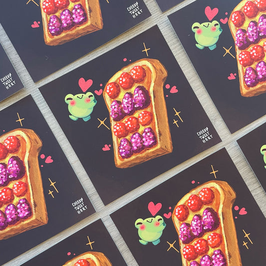 Berry Toast Ribbert Frog Food Art Prints #AP068
