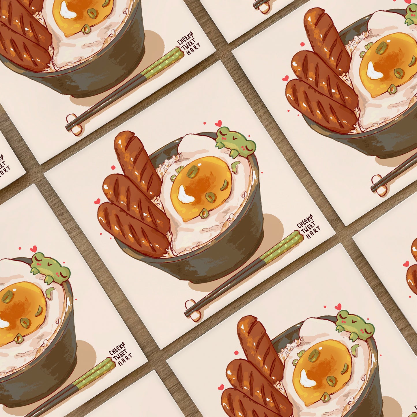 Arabiki Sausage Bowl Ribbert Frog Japanese Food Art Prints #AP043