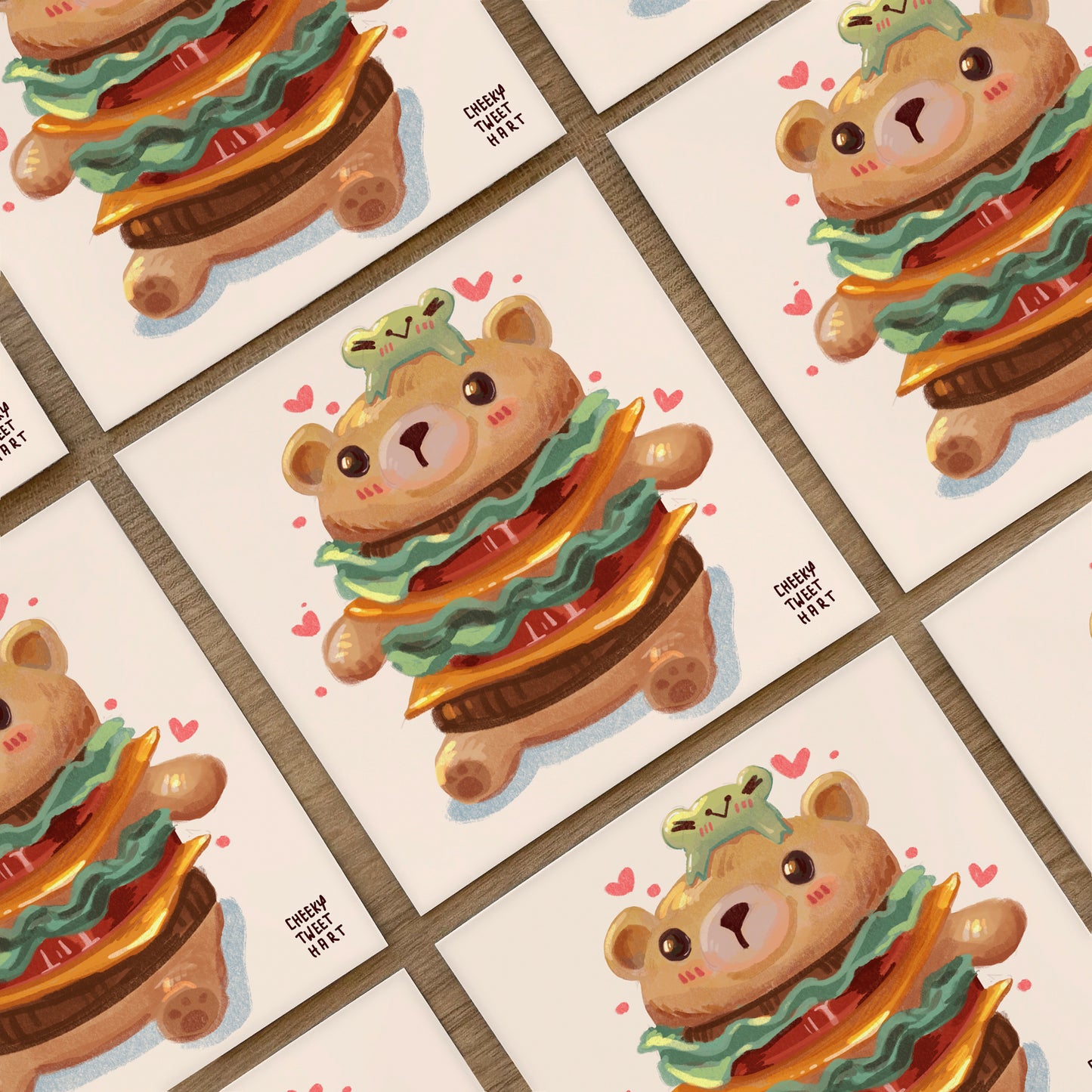 Bear Burger Ribbert Frog Art Prints #AP093