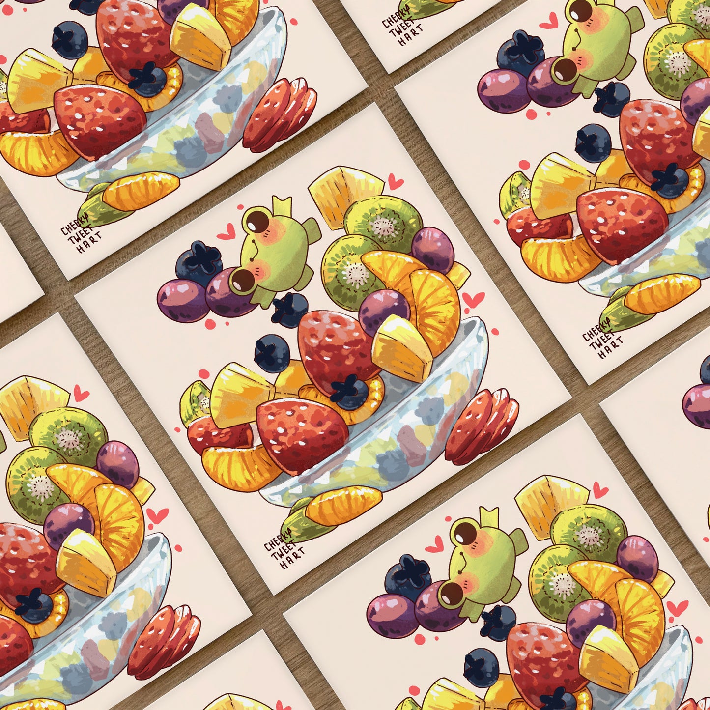 Fruit Salad Ribbert Frog Art Prints #AP095