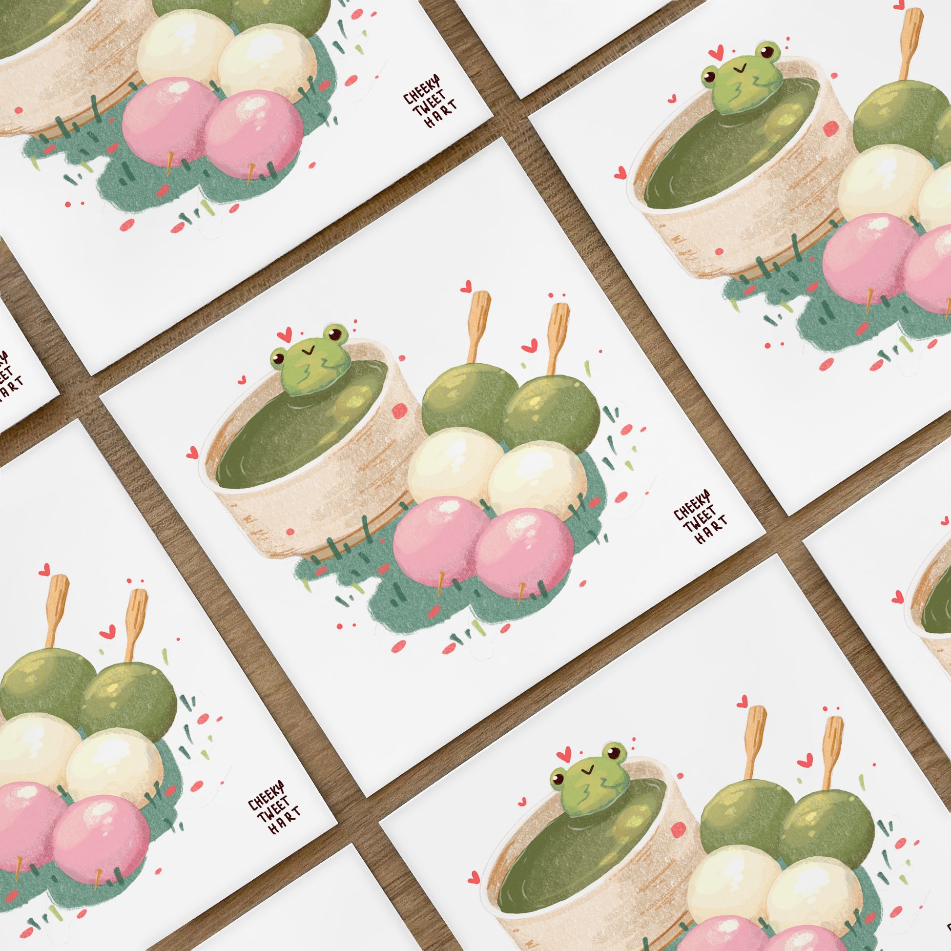 Frog Dango Dango Ribbert Frog Food Art Prints #AP014 – Cheekytweethart