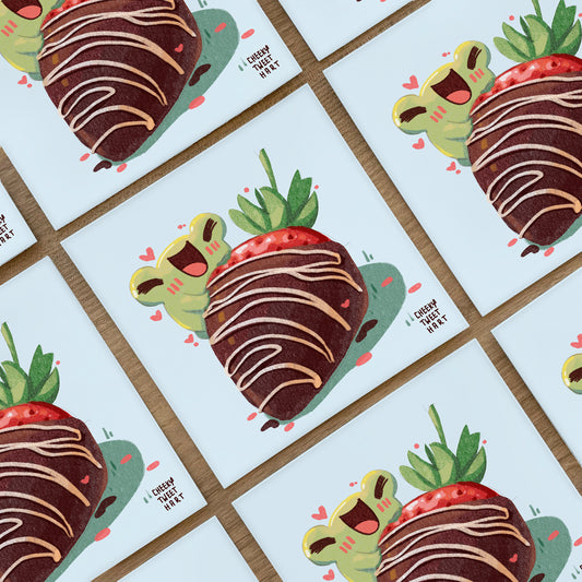 Chocolate Strawberry Ribbert Frog Art Prints #AP109