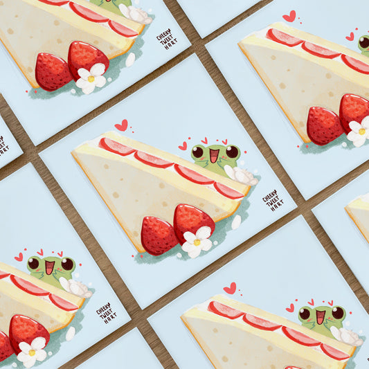 Strawberry Sando Ribbert Frog Art Prints #AP110