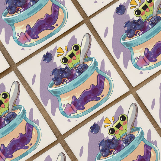 Blueberry Yogurt Ribbert Frog Food Art Prints #AP157