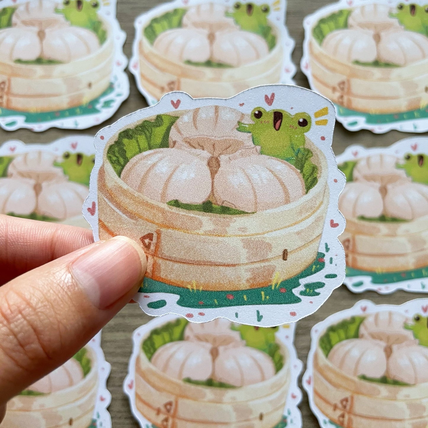 ZZZ Steamed Foods Stickers - Die Cut - Kawaii Planner Stickers - Scrapbook Stickers - Cute Stationary - Illustrated - Ribbert the Friendly Frog