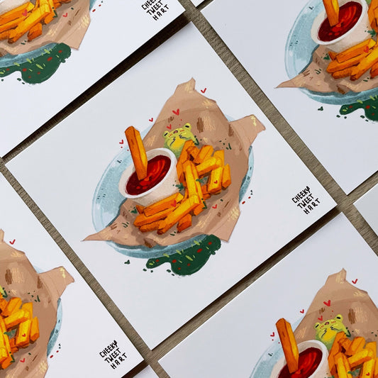 Fries Ribbert Frog Food Art Prints #AP018