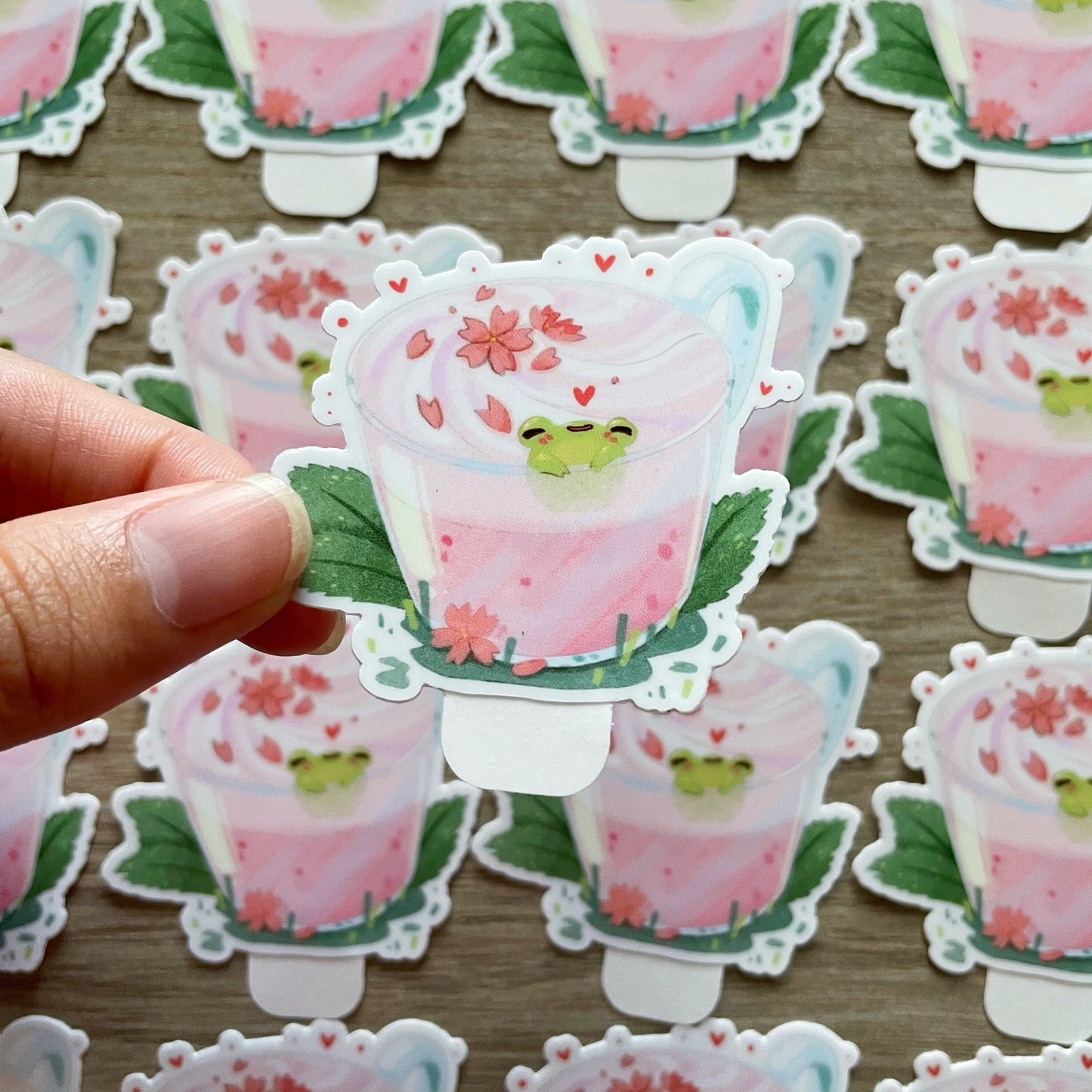 Sakura Latte Ribbert Frog Stickers - Die Cut
