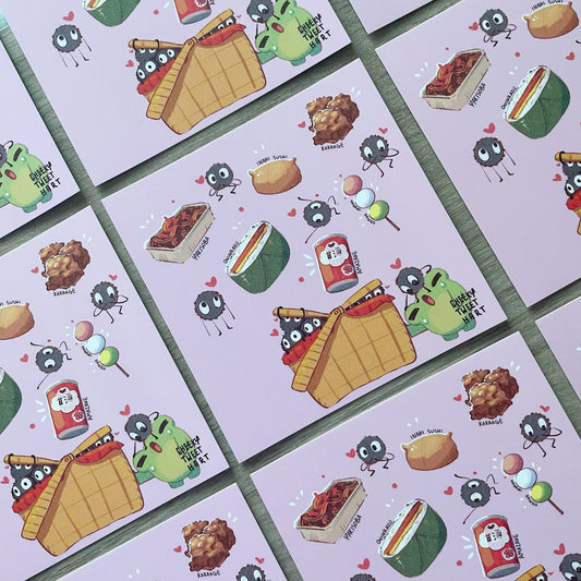 SG Sprite Picnic Foods Ribbert Frog Japanese Food Art Prints #AP047