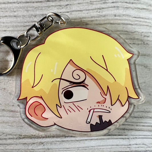 OP Anime Chibi Sanji Acrylic Charm Keychain Accessory #AC066