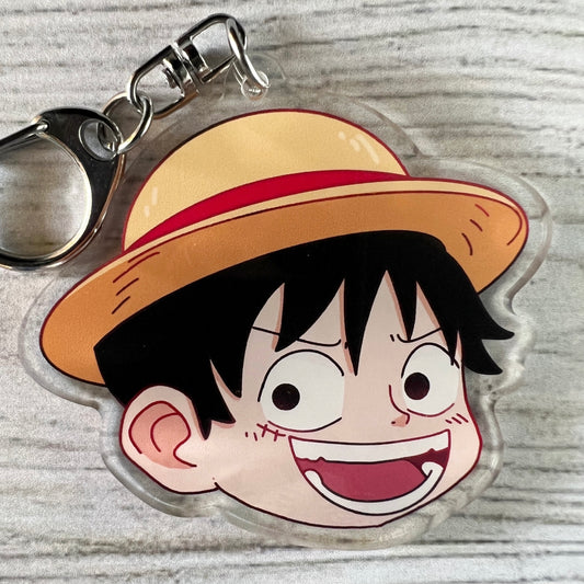 OP Anime Chibi Luffy Acrylic Charm Keychain Accessory #AC064