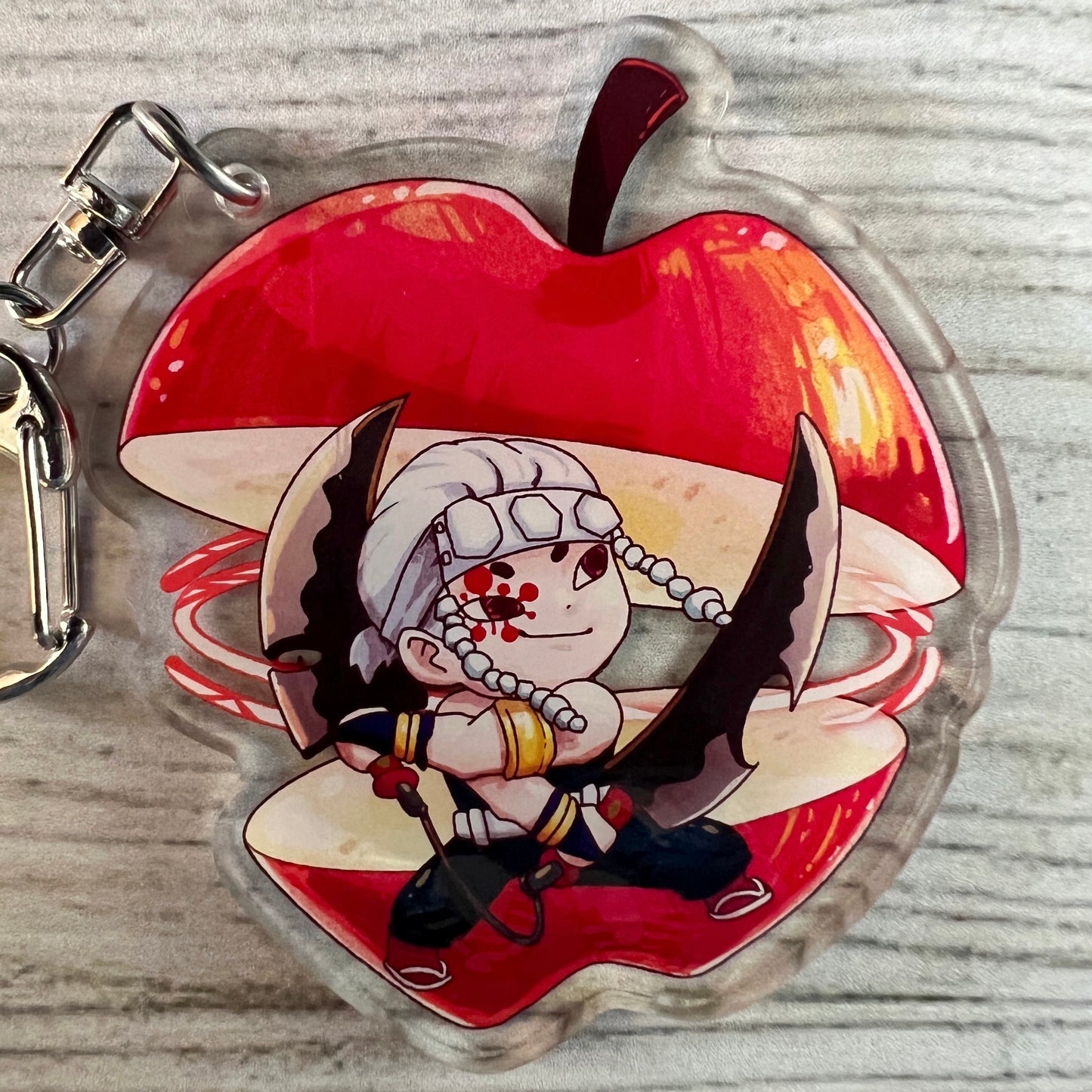 DS KNY Anime Chibi Tenchan Apple Fruit Slayer Acrylic Charm Keychain Accessory - Uzui #AC041