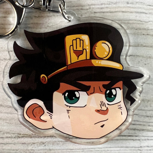 JJBA Anime Chibi Jotaro Acrylic Charm Keychain Accessory #AC049