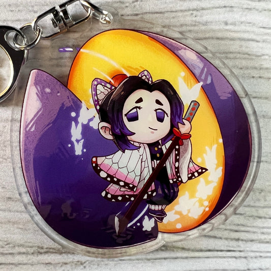 DS KNY Anime Chibi Shinchan Plum Fruit Slayer Acrylic Charm Keychain Accessory - Kocho #AC040