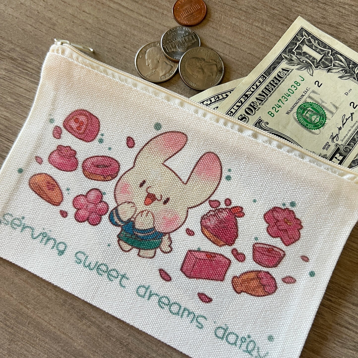Sakurabbit Dreamery Bean Bloom Bunny Rabbit Zipper Pouch #POU001
