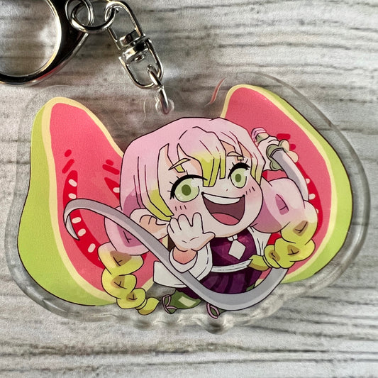 DS KNY Anime Chibi Mitsuchan Guava Fruit Slayer Acrylic Charm Keychain Accessory - Kanroji #AC036